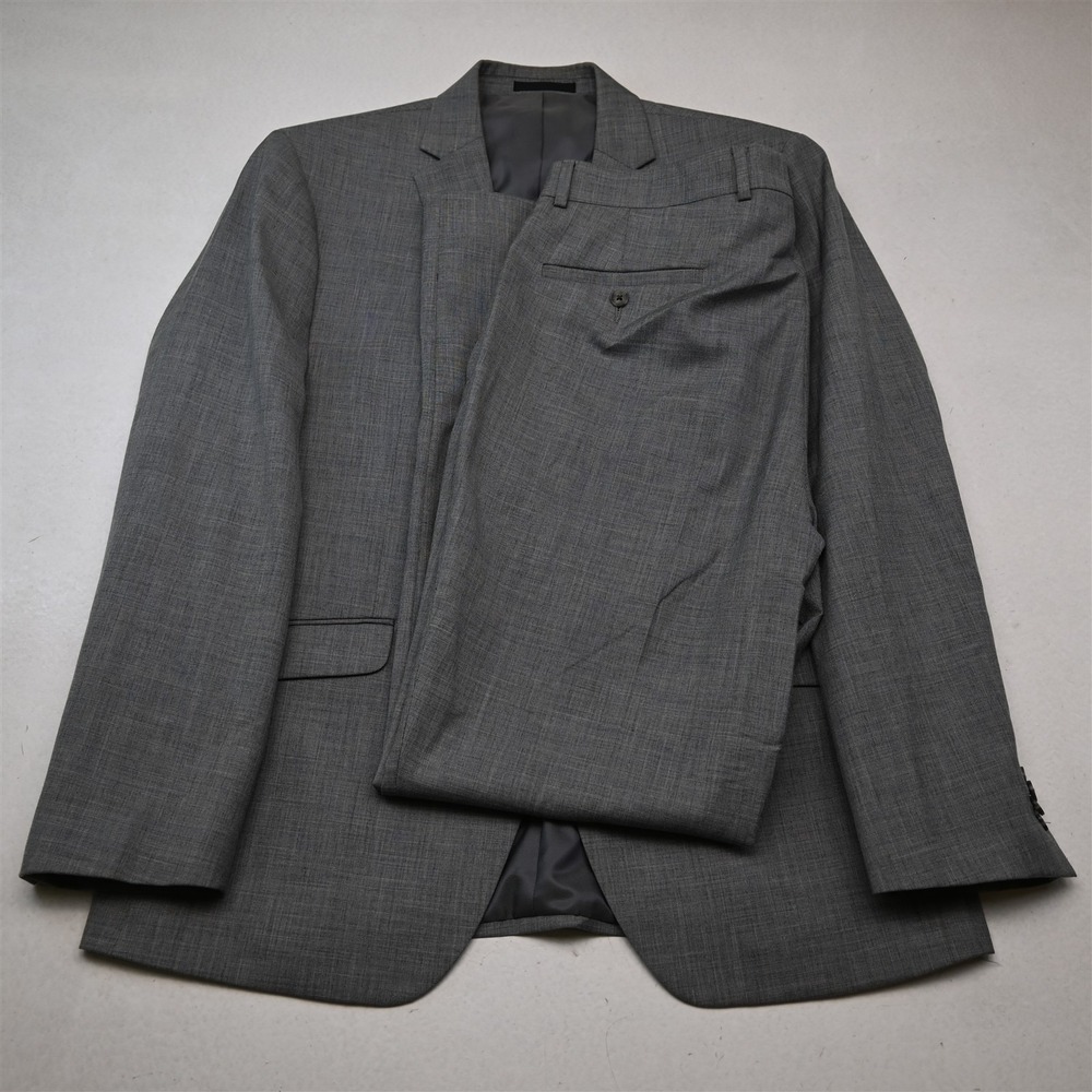 Kenneth Cole 42R 34x34 Gray Techni-Cole Mens Jacket Pants Suit